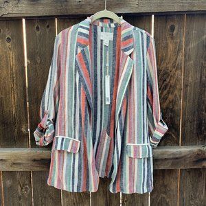 W/TAGS Striped Linen Blazer - Petite Med - Caslon
